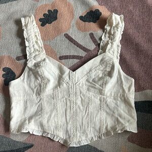BP Cream Ruffled Crop Top